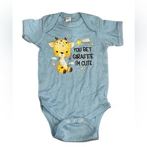 “You Bet Giraffe I’m Cute” Baby Bodysuit – Size 6 Months – Handmade